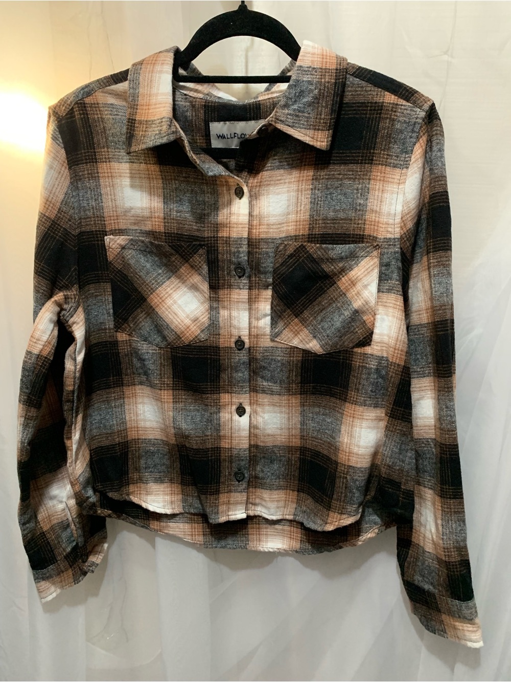 Wallflower Brown Plaid Button Down